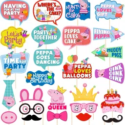 26 Piece Peppa Pig Props Peppa Pig Party Props,Peppa Pig Birthday Props Photo Booth Board-image-9