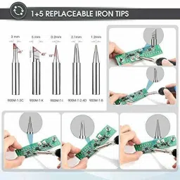 svojas soldering iron soldering kit soldring. iron soldering machine soldering iron 60 watt micro soldering iron with 5 Bits Adjustable Temperature Soldering Tool 60 W Temperature Controlled image 2
