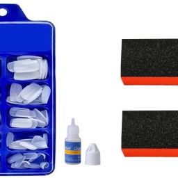 100 Fake Nails and Nails Glue with 2 piece Nail Block Buffer-16