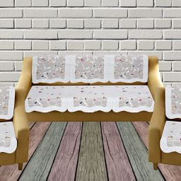 Polyester Floral 3+2 Seater Sofa Cover-image-69
