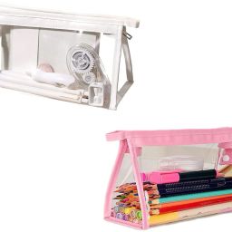 Stationery \ Cosmetic 2 Clear Pouches Art Plastic Pencil Boxes-image-22