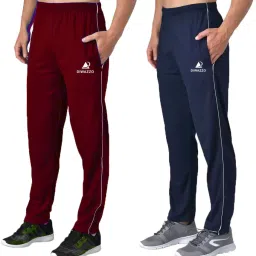 Pack of 2 Men Solid Maroon, Dark Blue Track Pants-image-114