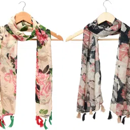 Printed Chiffon Women Multicolor Scarf, Stole, Fancy Scarf-image-33