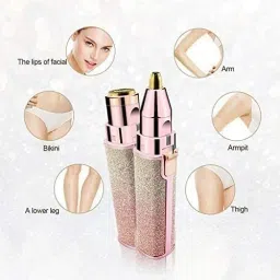 Dhija 2 in 1 Painless Hair Epilator Eyebrow, Face, Lips, Bikini, Nose Trimmer 70 min Cordless Epilator-image-21