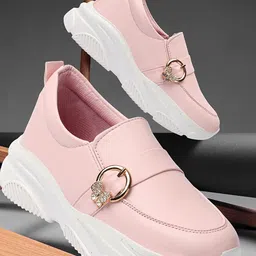 evoltar synthetic leather buckle ornamented women loafer moccasins Slip On Sneakers For Women-picture-17