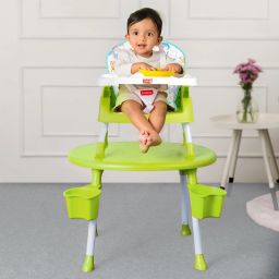 4-in-1 Convertible Baby High Chair with Printed Cushion & 5-Point Safety Belts-14