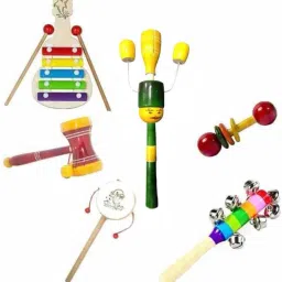 simple days baby rattle wooden musical toys - set of 6- Multi color Rattle-image-6