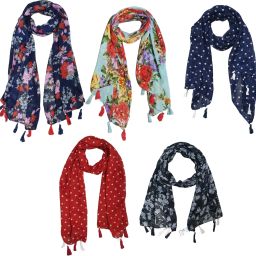 Floral Print Polycotton Women Multicolor Fancy Scarf, Stole-image-61