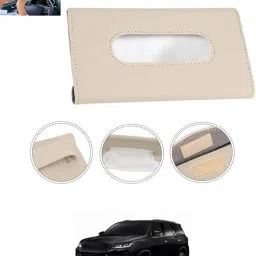 Beige Leatherite Rectangle Shape Fancy Design Tissue Dispencer For Car-14 Vehicle Tissue Dispenser-11