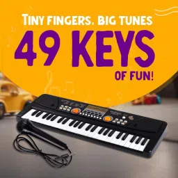just97 49 Keys Musical Keyboard Piano with Mic for Kids Analog Portable Keyboard L53 image 4