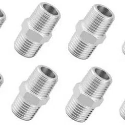 Premium Quality Stainless Steel Hex Nipple 1 INCH, Pack of 8 (Screw On) Faucet Nozzle-0
