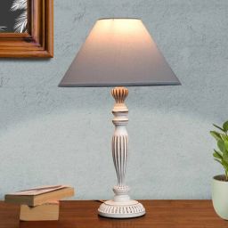 kapoor lampshades Fizz White Fabric Shade Night Lamp With Metal Base-picture-18