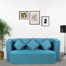 seventh heaven Rest Mantra 14 Inch PU Foam (72x44) 3 Seater Sofa Cum Mattress In Sky Blue Colour-picture-6