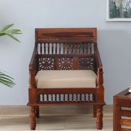 mudramark from pepperfry Aramika Sheesham Wood 1 Seater Sofa In Honey Oak Finish-picture-43