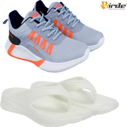 birde Stylish Combo Pack of 2 Lightweight Gym, Running Shoes With Slippers Walking Shoes For Men-picture-1