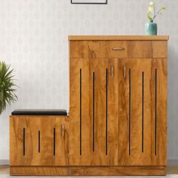 solace craft Zuoye Shoe Rack with Seating in Tan Matte Finish-picture-16
