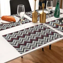 ANA Chevron Table Placemats Set of 8 Jacquard Woven| Heat Resistant | Washable | Non Slip Placemats Tea Table Cover |(13x18 Inches, Chevron)-picture-39