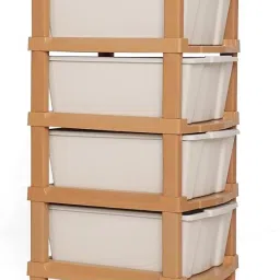 4 Plastic Modular Drawer System for Home, Office Free Standing Chest of Drawers PP Collapsible Wardrobe-11