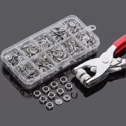200pc Silver Thickened Snap Fasteners Kit Set Punch Plier Metal Buttons-29