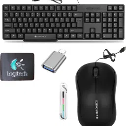 TagVin K20 Keyboard, Mouse, MousePad, C-OTG & Cable Protector .(Set-5) Combo Set-0