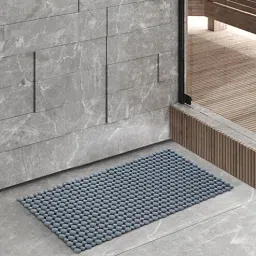 obsessions Grey Solid PVC 33x16 Inches Antiskid Shower Bath Mat-picture-39