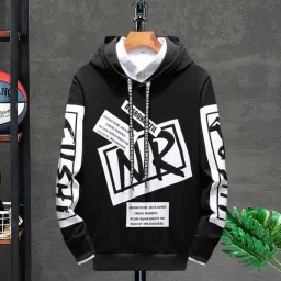 Men Full Sleeve Printed, Striped, Color Block Hooded Sweatshirt-image-32
