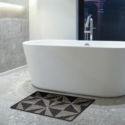 sapana carpet-mats Black & Cream Geometric Polypropylene 24x16 Inches Antiskid Bathmat-picture-11