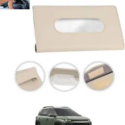 Beige Leatherite Rectangle Shape Fancy Design Tissue Dispencer For Car-07 Vehicle Tissue Dispenser-image-91