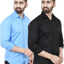 Men Slim Fit Solid Spread Collar Casual Shirt-image-54