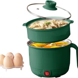 Multipurpose Electric Cooking Pot with Steamer, Egg Tray Inner Steel Rice Cooker Rice Cooker, Deep Fryer, Egg Boiler, Food Steamer, Slow Cooker, Travel Cooker-picture-22