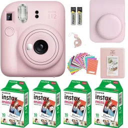 FUJIFILM Instax mini 12 Blossom Pink Instant Camera+10x4 Film+Carrying Case,Album,Stickers Bundle Instant Camera-18