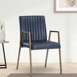 casacraft from pepperfry Moraan Leatheratte Arm Chair in Blue Colour-picture-21