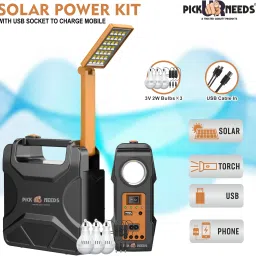 daily needs shop Solar Chargeable Inverter Light Set With Study Lamp + 3 Bulb 1 USB Charging Port 5 hrs Flood Lamp Emergency Light image 2