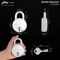 godrej locks Godrej Round Padlock 10 Levers with 3 Keys - Pack of 2 Padlock image 5