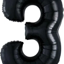 Solid Three Jumbo XL Size 3 Black 32" Number digit numeric Foil Balloon Letter Balloon-50