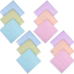 Heart Home Check Print Cotton Handkerchief|Handkerchief for women|12 Piece Set|Multi ["Multicolor"] Handkerchief-image-54