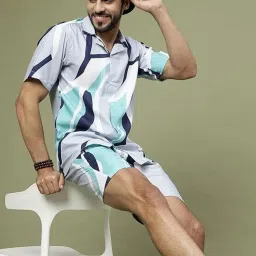 Men Shirt & Pyjama set Multicolor Printed-image-1