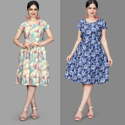 mahadev Women Fit and Flare Multicolor Mini/Short Dress-picture-23