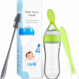 Combo of baby 1 Pic Food Baby Feeder 1Pic Silicone Spoons 1pic Bottle Brush- BPA-free plastic, nylon or silicone, food-grade silicone, Silicone-24