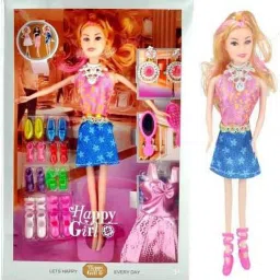 Sweet Happy Girl With Doll Dresses Set For Kids (Multicolor)-image-100