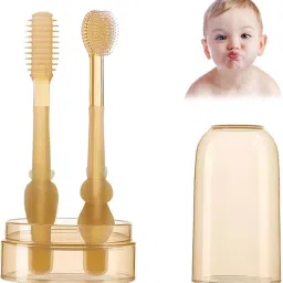 Baby Oral Cleaning Brush 2 In 1 Tongue cleaner Toothbrush For Baby 6 To 24 Month Extra Soft Toothbrush-image-5