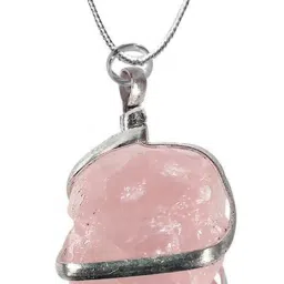 Natural Rose Quartz Natural Shape Pendant Locket with Metal Chain for Unisex Quartz, Agate Crystal Pendant-image-54