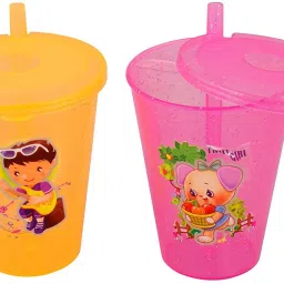 WiiBross BPA Free Sipper Glass with Straw and Lid for Kids- Pack Of 2-picture-12