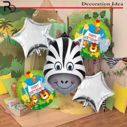 Printed Zebra Theme For Kids Birthday Foil Balloon (Zebra Set of 5) Balloon-image-64