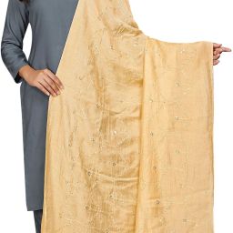 Poly Chanderi Embroidered Gold Women Dupatta-image-8