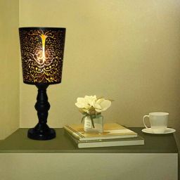 decorativeray Anitque Intricated Iron Base Torchiere Lamp (Black)-picture-1