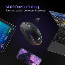 Portronics Toad One Bluetooth Wireless Mouse with 6 Buttons, RGB Lights, Rechargeable Wireless Ambidextrous Optical Mousewith Bluetooth image 5
