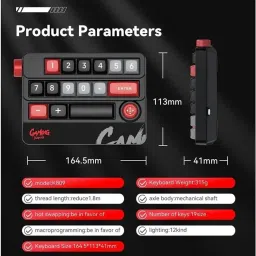 KT Mart Wired USB-C Connection Numeric Keypad Red Axis Programmable Hot Swap Compatible Joystick Compatible with Windows PC, Numeric Keypad Mechanical Buttons Gaming Keyboard Skin image 3
