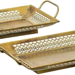 zencrafts Premium Serving Trays Modern Style with Handle,Rectangular Tea Breakfast Platter Tray Serving Set image 4