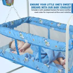pandaoriginals Premium Bunny Rabbit Cradle with Mosquito Net and Wheels Strong Sturdy Frame image 2